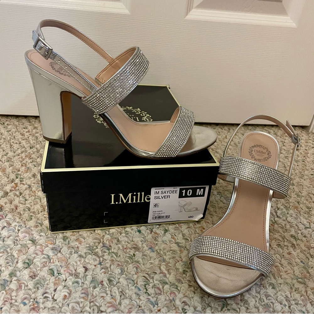 Worn Once! Elegant Silver Sandal Heels